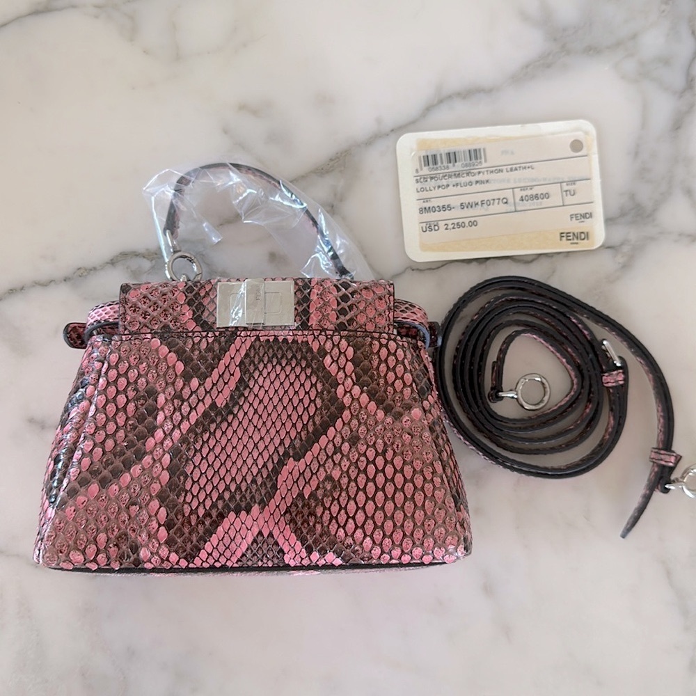 NWT FENDI Micro Peekaboo // Lollypop + Fluo Pink